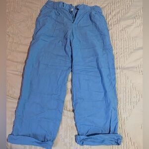 Blue Wide-leg Dress Pants